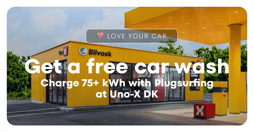 Love your car. Get a free car wash. Charge 75 kWh with Evpale at Uno-X DK